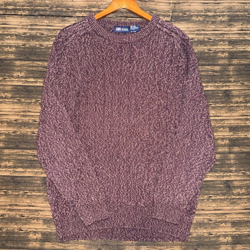 Vintage 90s Y2K Faded Glory Women's Knit Sweater Maroon Burgundy Size XL Cotton